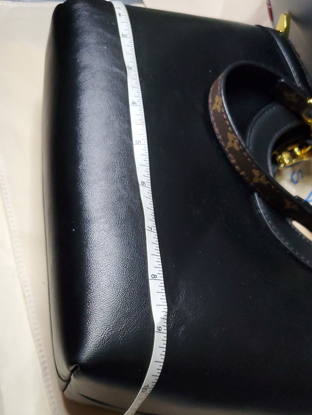 Black Lv Shoulder Bag with Brown Monogram Bow and Gold Hardware - Picture 12 of 14